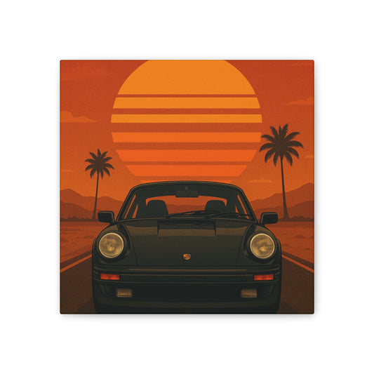 Vintage Car Sunset Wall Art, Retro Canvas Print, 80s Decor, Home Aesthetic, Car Lover Gift, Unique Wall Hanging, Retro Art