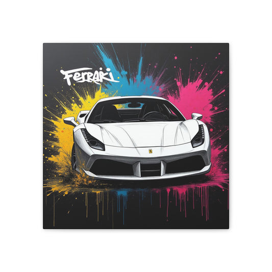 Ferrari Canvas Wall Art, Stretched Canvas Print, Car Lover Decor, Colorful Sports Car Artwork, Gift for Him, Automotive Wall Decor