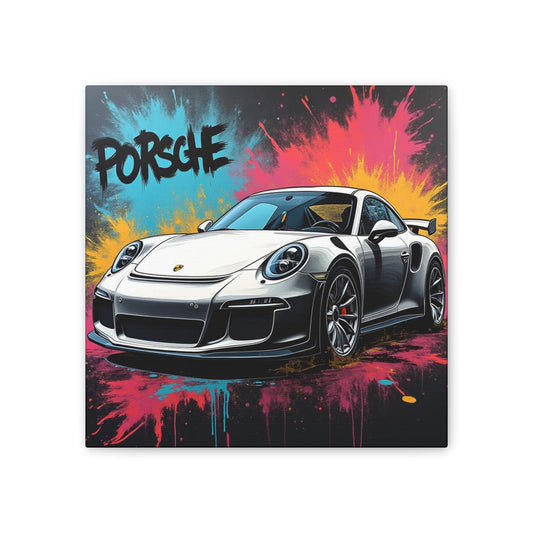 Porsche Art Canvas Print, Sport Car Wall Decor, Colorful Home Art, Gift for Car Enthusiasts, Unique Artwork for Living Room