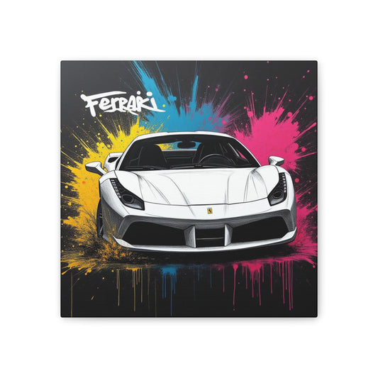 Ferrari Canvas Wall Art, Stretched Canvas Print, Car Lover Decor, Colorful Sports Car Artwork, Gift for Him, Automotive Wall Decor