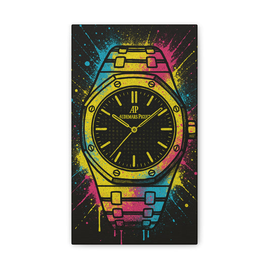 Vibrant Watch Canvas Art, Modern Wall Decor, Unique Gift for Him, Statement Piece, Colorful Home Accent, Trendy Wall Art