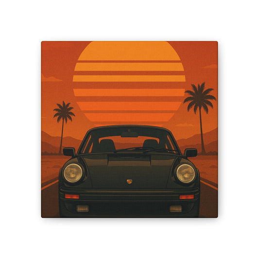 Vintage Car Sunset Wall Art, Retro Canvas Print, 80s Decor, Home Aesthetic, Car Lover Gift, Unique Wall Hanging, Retro Art