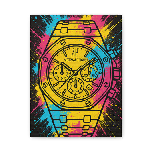 Vibrant Watch Art Print, Modern Wall Decor, Colorful Canvas, Gift for Watch Lovers, Unique Home Wall Hanging, Room Aesthetic