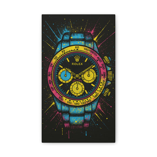 Colorful Abstract Watch Canvas Art, Vibrant Home Decor, Unique Gifts, Modern Wall Art, Rolex Inspired Artwork