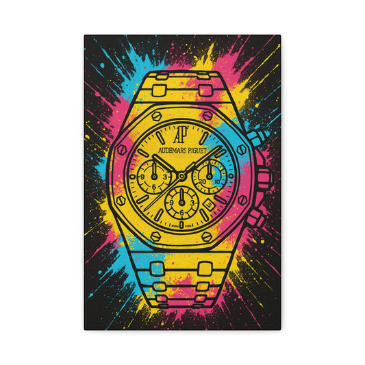Vibrant Watch Art Print, Modern Wall Decor, Colorful Canvas, Gift for Watch Lovers, Unique Home Wall Hanging, Room Aesthetic
