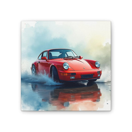 Vintage Car Canvas Wall Art, Red Sports Car Print, Gift for Car Enthusiasts, Home Decor, Auto Lover's Art