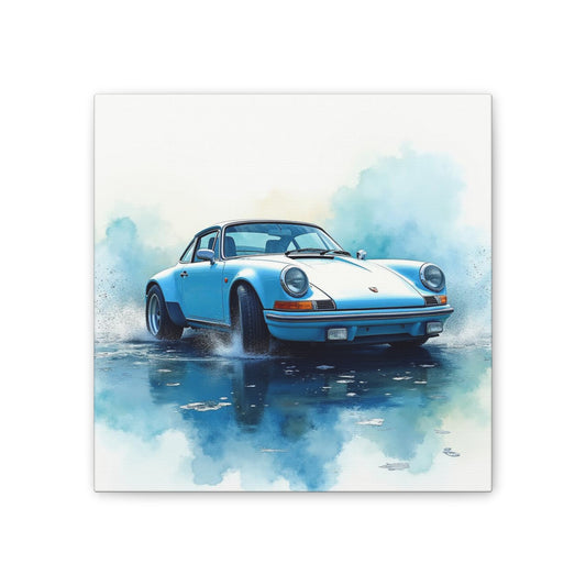 Vintage Car Canvas Art, Wall Decor for Car Lovers, Blue Porsche Artwork, Gift for Him, Home Office Wall Art, Unique Automotive Decor