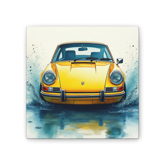 Vibrant Yellow Car Canvas Art Print, Perfect Wall Decor for Car Enthusiasts, Gift for Father's Day, Studio Art, Modern Home Decor