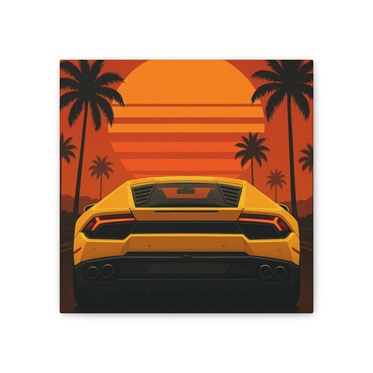 Vibrant Sunset Canvas Art Print, Wall Decor, Automotive Artwork, Home Decoration, Gift for Car Enthusiasts, Unique Wall Art