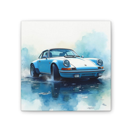 Vintage Car Canvas Art, Wall Decor for Car Lovers, Blue Porsche Artwork, Gift for Him, Home Office Wall Art, Unique Automotive Decor