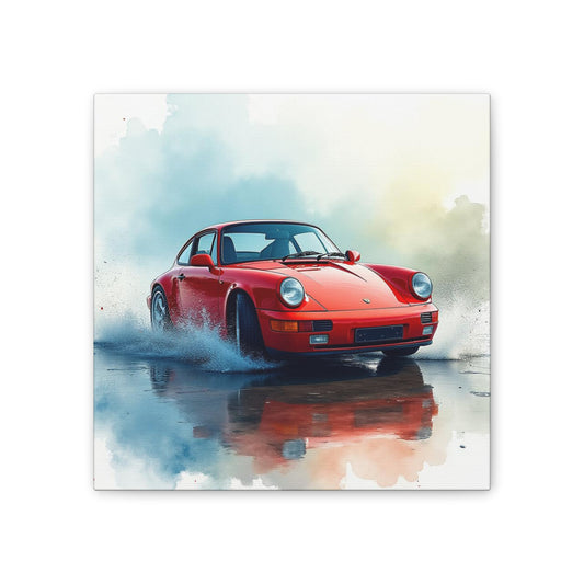 Vintage Car Canvas Wall Art, Red Sports Car Print, Gift for Car Enthusiasts, Home Decor, Auto Lover's Art