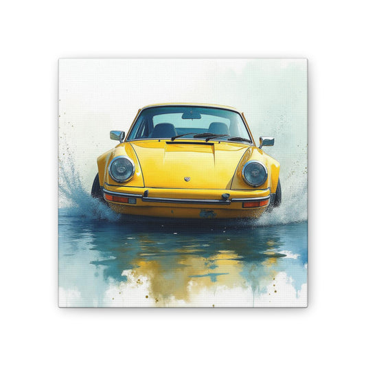 Yellow Sports Car Canvas Art, Vintage Car Print, Home Decor, Gift for Car Enthusiasts, Wall Art for Living Room, Unique Car Decor