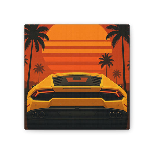 Vibrant Sunset Canvas Art Print, Wall Decor, Automotive Artwork, Home Decoration, Gift for Car Enthusiasts, Unique Wall Art