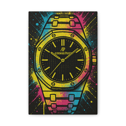 Vibrant Watch Canvas Art, Modern Wall Decor, Unique Gift for Him, Statement Piece, Colorful Home Accent, Trendy Wall Art