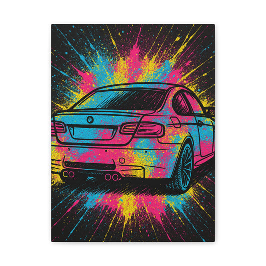Vibrant Car Canvas Art, Colorful Wall Decor, Automotive Gift, Garage Wall Art, Car Lover Print, Unique Artwork for Enthusiasts