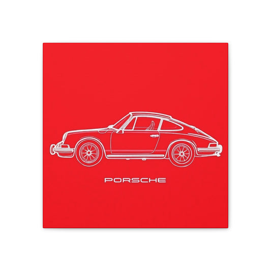 Porsche Canvas Wall Art, Minimalist Car Decor, Automotive Gift, Sport Car Artwork, Red Wall Art, Man Cave Decor