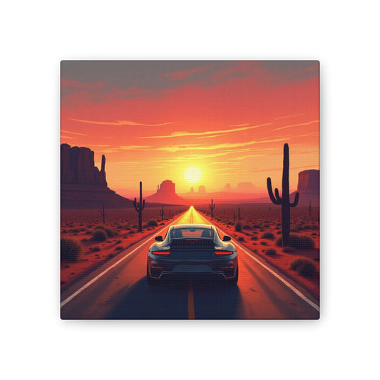 Desert Sunset Canvas Art, Vibrant Road Trip Decor, Automotive Wall Art, Gift for Car Lovers, Home Decor for Road Trip Enthusiasts, [...]