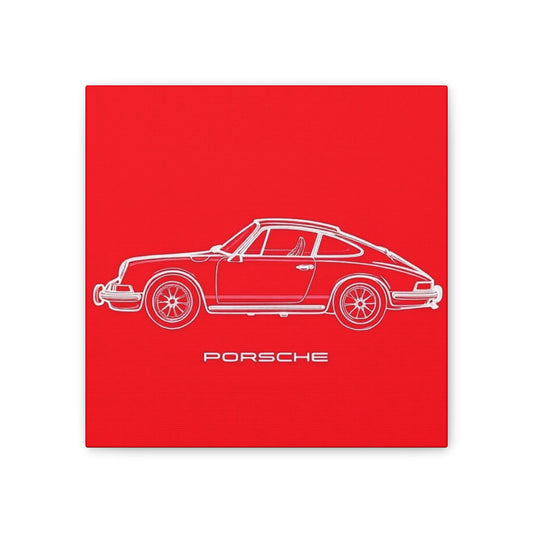Porsche Canvas Wall Art, Minimalist Car Decor, Automotive Gift, Sport Car Artwork, Red Wall Art, Man Cave Decor