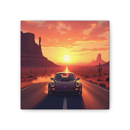 Sunset Drive Canvas Artwork, Car Wall Art, Vehicle Decor, Modern Home Design, Gift for Car Lovers, Vintage Sunset Art