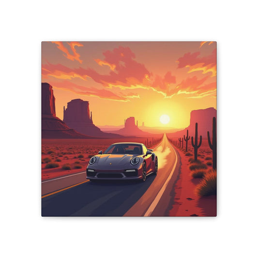 Sunset Road Canvas Art, Scenic Landscape Wall Decor, Modern Home Art, Perfect Gift for Car Lovers, Sunset Vibes, Desert Theme