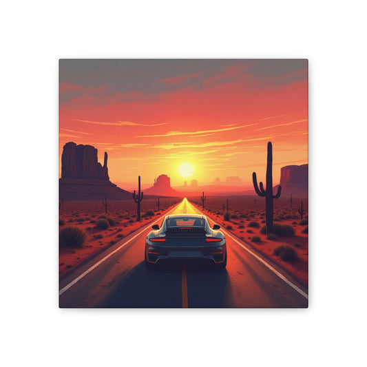 Desert Sunset Canvas Art, Vibrant Road Trip Decor, Automotive Wall Art, Gift for Car Lovers, Home Decor for Road Trip Enthusiasts, [...]