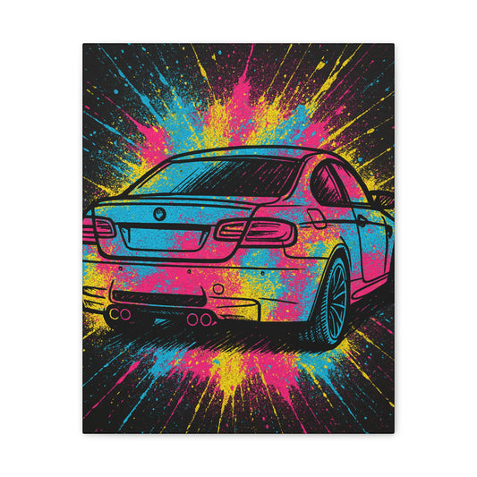 Vibrant Car Canvas Art, Colorful Wall Decor, Automotive Gift, Garage Wall Art, Car Lover Print, Unique Artwork for Enthusiasts